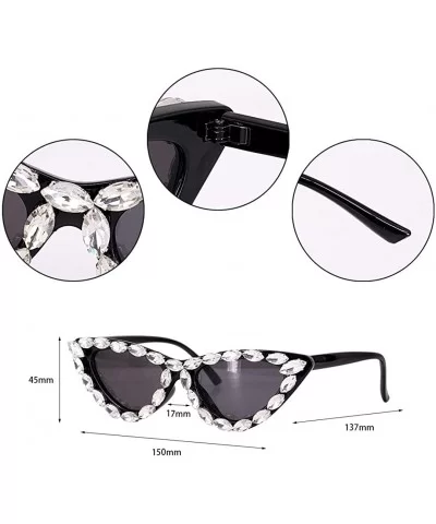 Sparkling Crystal Sunglasses UV Protection Rhinestone Sunglasses - Black02236 - C818ZYNM7WG $12.76 Goggle