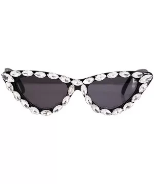 Sparkling Crystal Sunglasses UV Protection Rhinestone Sunglasses - Black02236 - C818ZYNM7WG $12.76 Goggle