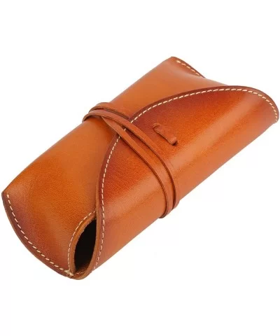 Unisex Handmade Genuine Leather Hard Eyeglass Case Sunglasses Holder - (Wrap Closure) Yellow - CO1270MERID $23.35 Aviator