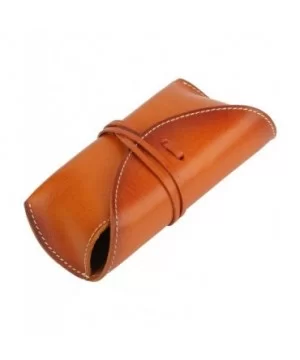 Unisex Handmade Genuine Leather Hard Eyeglass Case Sunglasses Holder - (Wrap Closure) Yellow - CO1270MERID $23.35 Aviator