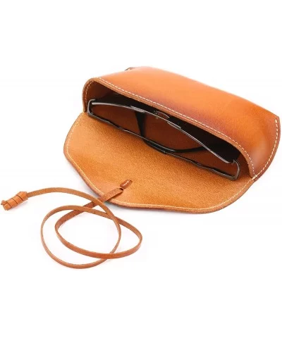 Unisex Handmade Genuine Leather Hard Eyeglass Case Sunglasses Holder - (Wrap Closure) Yellow - CO1270MERID $23.35 Aviator