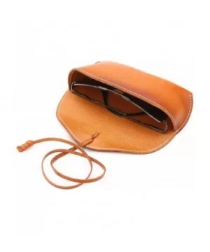 Unisex Handmade Genuine Leather Hard Eyeglass Case Sunglasses Holder - (Wrap Closure) Yellow - CO1270MERID $23.35 Aviator