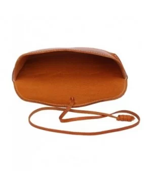 Unisex Handmade Genuine Leather Hard Eyeglass Case Sunglasses Holder - (Wrap Closure) Yellow - CO1270MERID $23.35 Aviator