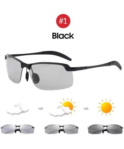 Rimless Color Changing Sun Glasses Driving Men Driver Square Metal Women Summer Polarized Sunglasses - 1 Black - CL194ORG87I ...