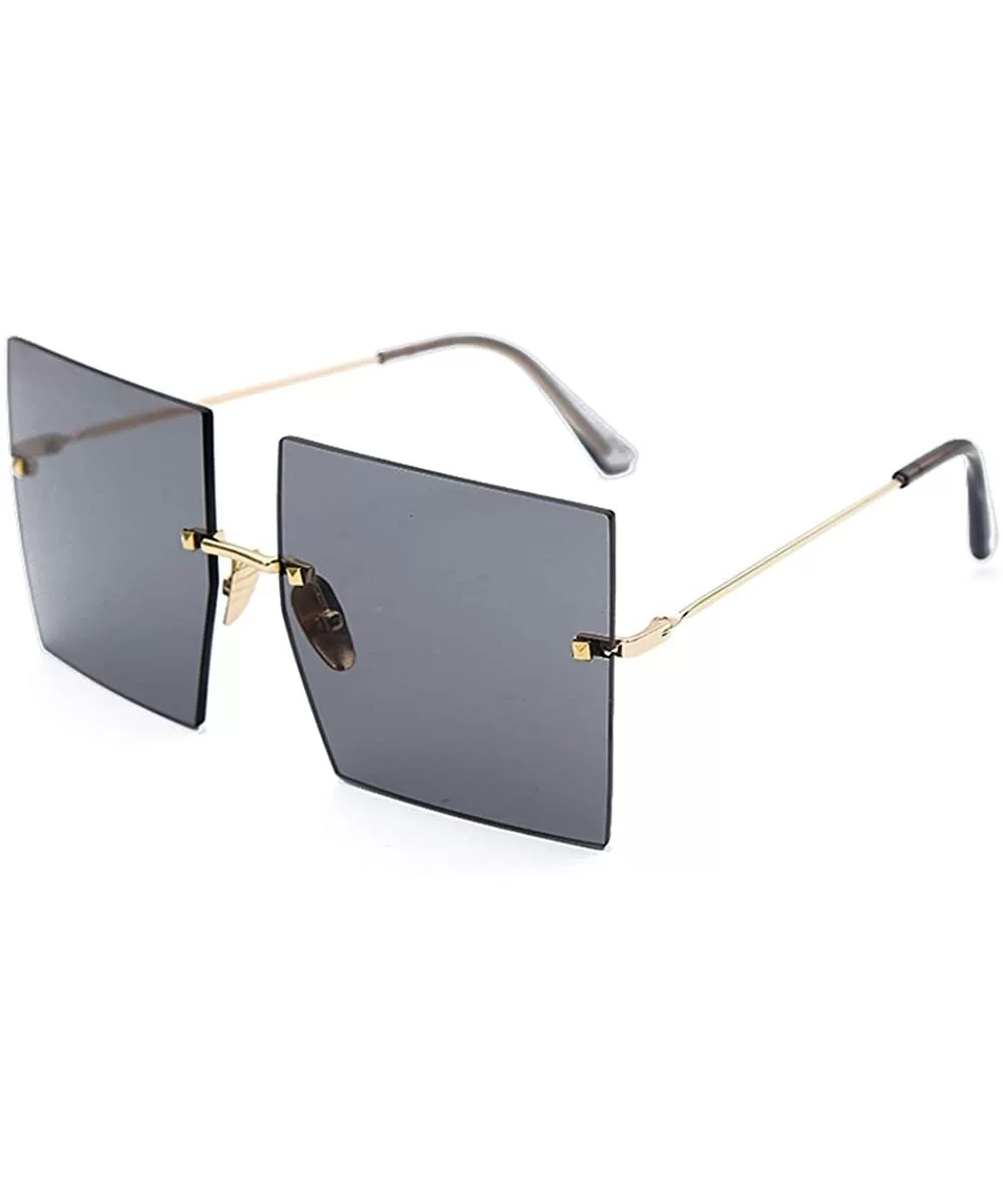 Women's Square Rimless Sunglasses-Highstreet Trendy Oversized Shades UV400 Sunglasses for Men - 6-black - CI198R6T9ZG $13.69 ...