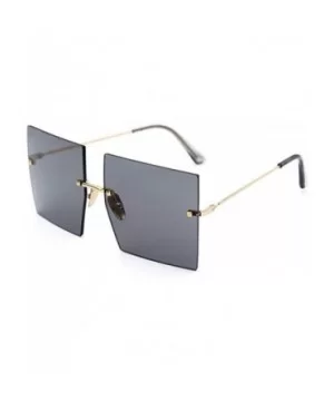 Women's Square Rimless Sunglasses-Highstreet Trendy Oversized Shades UV400 Sunglasses for Men - 6-black - CI198R6T9ZG $13.69 ...