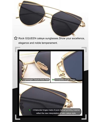 Women's Oversized Polarized Metal Frame Mirrored Cat Eye Sunglasses MT3 - A Gold Frame/Grey Lens - CN18NIIZ4ZW $11.09 Round