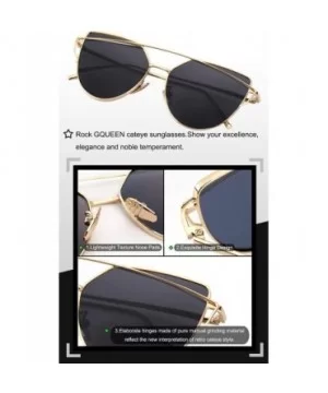 Women's Oversized Polarized Metal Frame Mirrored Cat Eye Sunglasses MT3 - A Gold Frame/Grey Lens - CN18NIIZ4ZW $11.09 Round