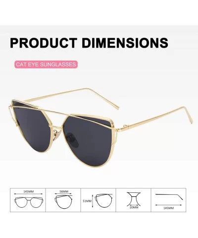 Women's Oversized Polarized Metal Frame Mirrored Cat Eye Sunglasses MT3 - A Gold Frame/Grey Lens - CN18NIIZ4ZW $11.09 Round