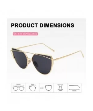 Women's Oversized Polarized Metal Frame Mirrored Cat Eye Sunglasses MT3 - A Gold Frame/Grey Lens - CN18NIIZ4ZW $11.09 Round