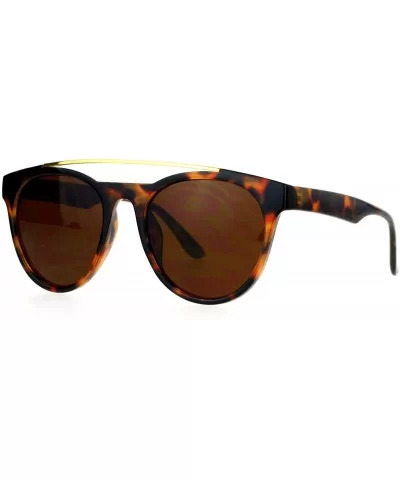 Womens Sunglasses Designer Retro Fashion Metal Top Bar Round Aviator - Tortoise - CN188G4AUK5 $6.33 Round