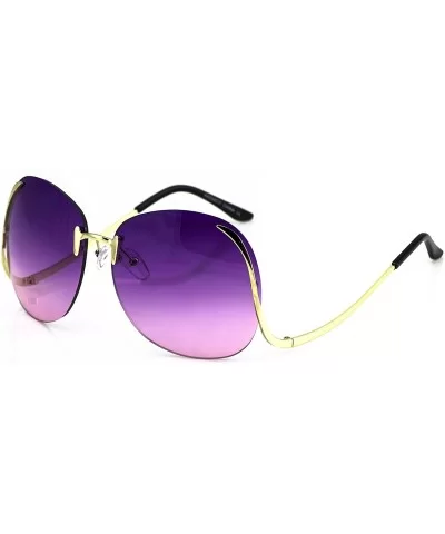 RIMLESS OVERSIZED VINTAGE RETRO Butterfly Upside Down Sun Glasses - Purple Pink - C217XE6ZN9Q $5.85 Butterfly