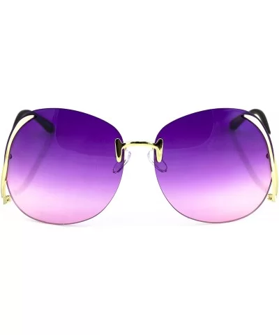 RIMLESS OVERSIZED VINTAGE RETRO Butterfly Upside Down Sun Glasses - Purple Pink - C217XE6ZN9Q $5.85 Butterfly