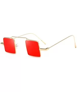 Vintage Polarized Sunglasses for Men Women - Glasses Square Metal Frame Mirrored Lens Shades - B - CR196ET0MR9 $4.60 Square