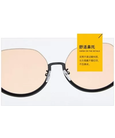 Women Fashion Eyewear Travel Sunglasses Half Frame Case UV400 Protect - Glossy Black Frame/Champagne Lens - CU18WLTHQ37 $23.7...