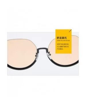 Women Fashion Eyewear Travel Sunglasses Half Frame Case UV400 Protect - Glossy Black Frame/Champagne Lens - CU18WLTHQ37 $23.7...