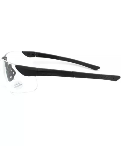 Rimless Sporty Shaped Complete Warp Around Protection Safty Glasses - Black - CG11CQ28GDP $4.82 Rimless