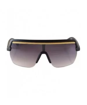 Metal Chain Flat Top Hip Hop Bold Nose Half Rim Shield Sunglasses A280 - Black Purple - CE18T6A0GI8 $7.99 Oversized