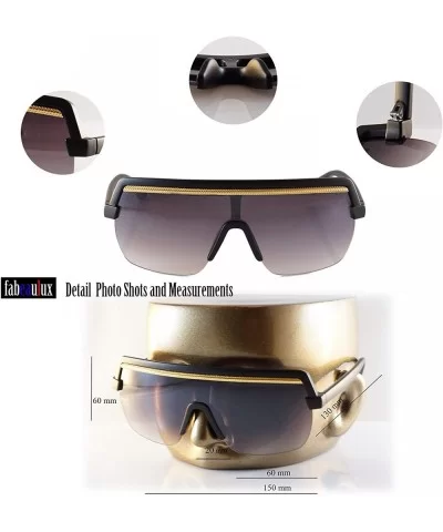 Metal Chain Flat Top Hip Hop Bold Nose Half Rim Shield Sunglasses A280 - Black Purple - CE18T6A0GI8 $7.99 Oversized