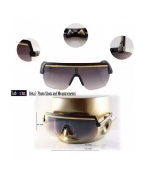 Metal Chain Flat Top Hip Hop Bold Nose Half Rim Shield Sunglasses A280 - Black Purple - CE18T6A0GI8 $7.99 Oversized