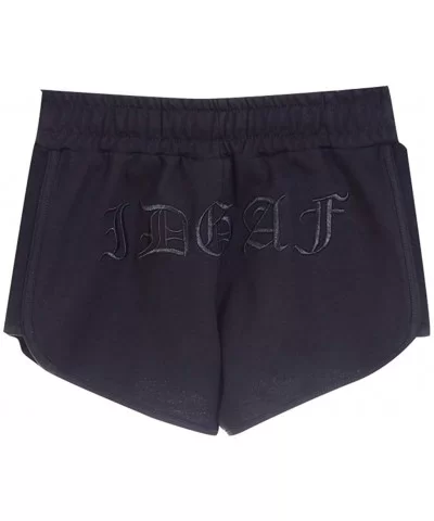 Casual Pants for Women's Summer Cotton Sports Casual Embroidered Shorts Women's Home Shorts - Black - CW18RH2IDZQ $10.03 Sport