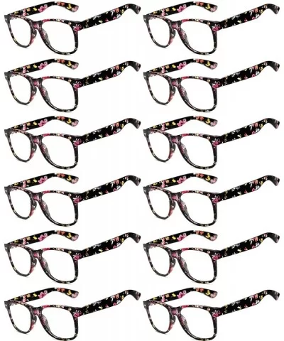 Women's Men's Sunglasses Retro Clear Lens - Retro_nerd_12_p_floral_bk - C51874S2E9A $18.86 Sport