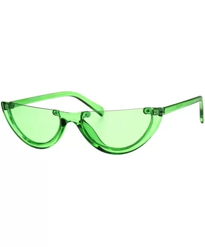 Womens Sunglasses Frameless Flat Top Half Oval Shape UV400 - Green - CP18IAMIC6Z $7.08 Oval