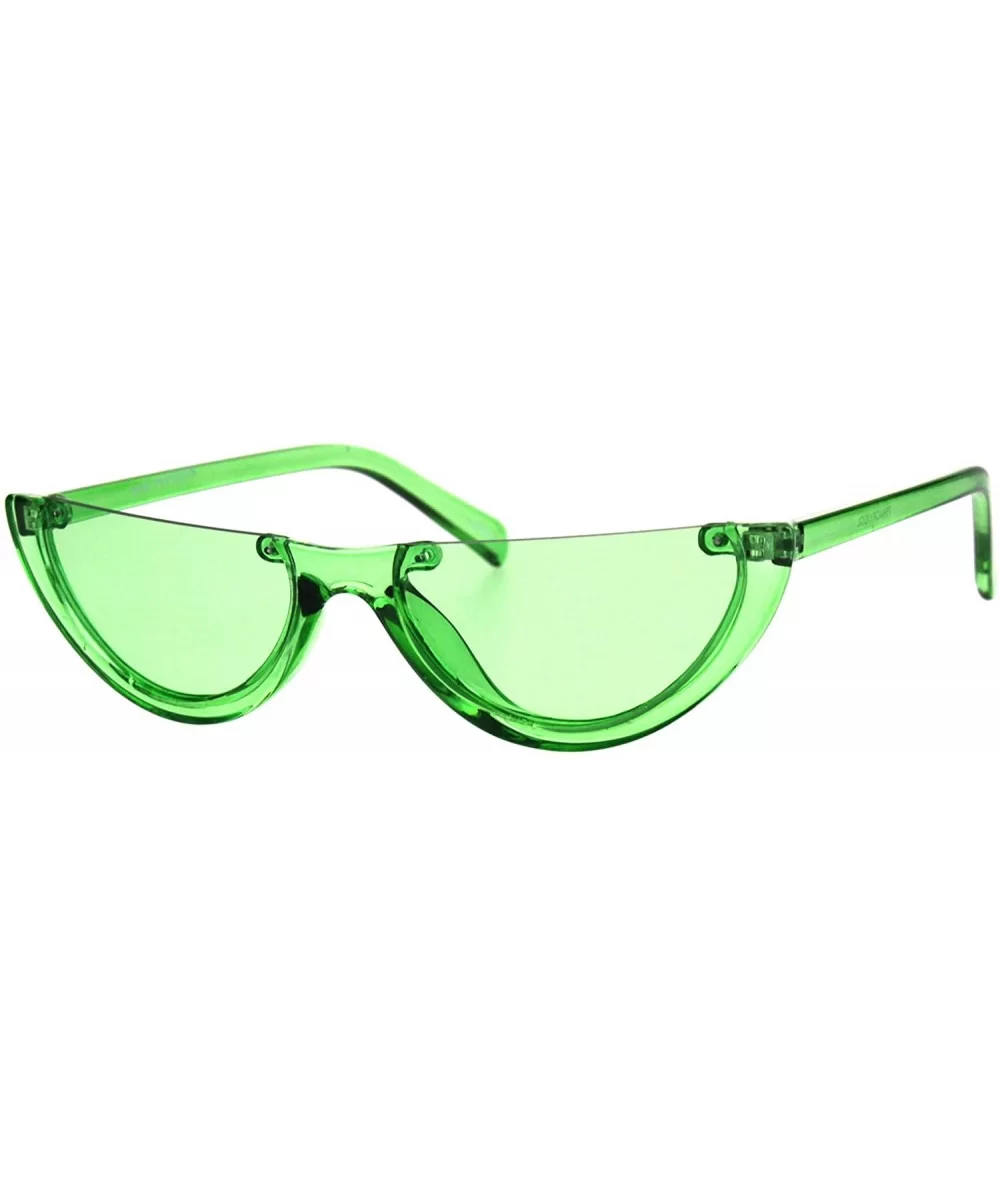 Womens Sunglasses Frameless Flat Top Half Oval Shape UV400 - Green - CP18IAMIC6Z $7.08 Oval