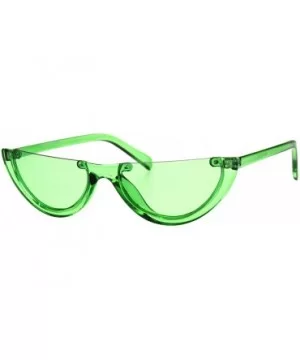 Womens Sunglasses Frameless Flat Top Half Oval Shape UV400 - Green - CP18IAMIC6Z $7.08 Oval