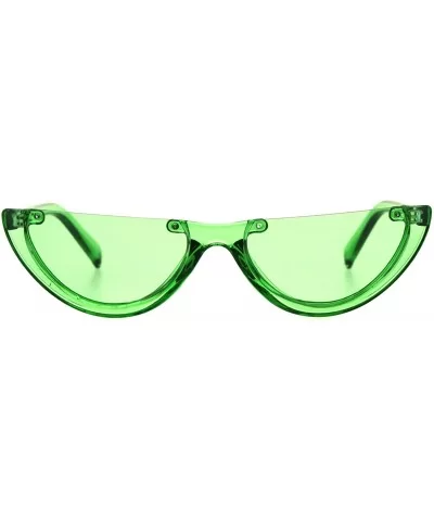 Womens Sunglasses Frameless Flat Top Half Oval Shape UV400 - Green - CP18IAMIC6Z $7.08 Oval