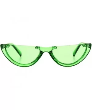 Womens Sunglasses Frameless Flat Top Half Oval Shape UV400 - Green - CP18IAMIC6Z $7.08 Oval