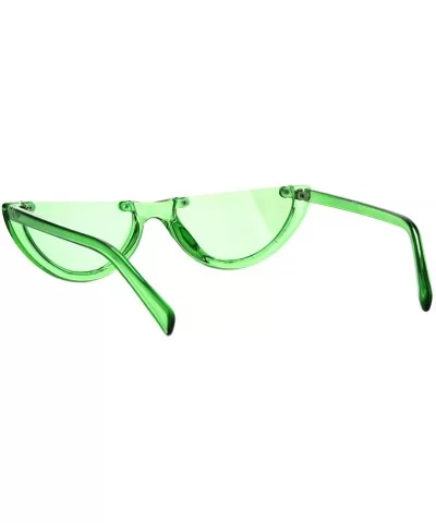 Womens Sunglasses Frameless Flat Top Half Oval Shape UV400 - Green - CP18IAMIC6Z $7.08 Oval