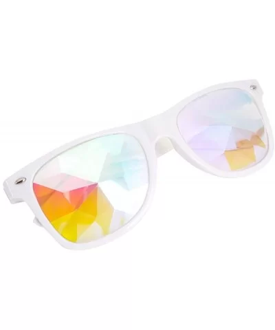 Kaleidoscope Sunglasses Round Rave Festival Diffraction BEST Prism Glasses - White - C918HQ7EIYE $14.98 Goggle