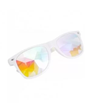 Kaleidoscope Sunglasses Round Rave Festival Diffraction BEST Prism Glasses - White - C918HQ7EIYE $14.98 Goggle