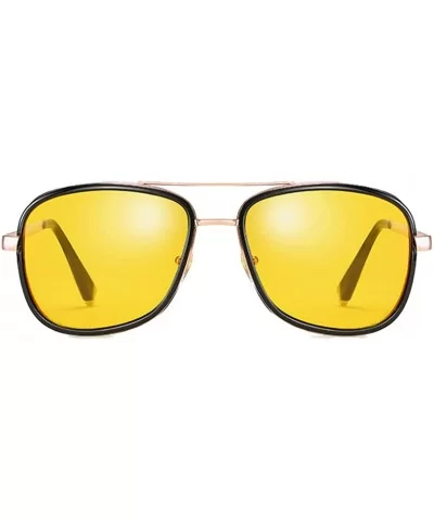 Men Women Steampunk Sunglasses Windproof Driving Frog Mirror Cover Side Shield Square Sunglasses - Yellow - C018T9DHQLK $11.7...