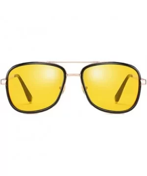 Men Women Steampunk Sunglasses Windproof Driving Frog Mirror Cover Side Shield Square Sunglasses - Yellow - C018T9DHQLK $11.7...