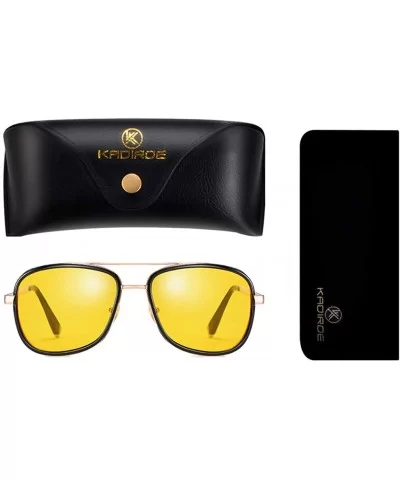 Men Women Steampunk Sunglasses Windproof Driving Frog Mirror Cover Side Shield Square Sunglasses - Yellow - C018T9DHQLK $11.7...