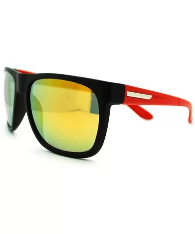 Sporty Fashion Sunglasses Square Matte Frame Multicolor Mirror Lens - Red - CW11LRZ0OLJ $7.97 Square