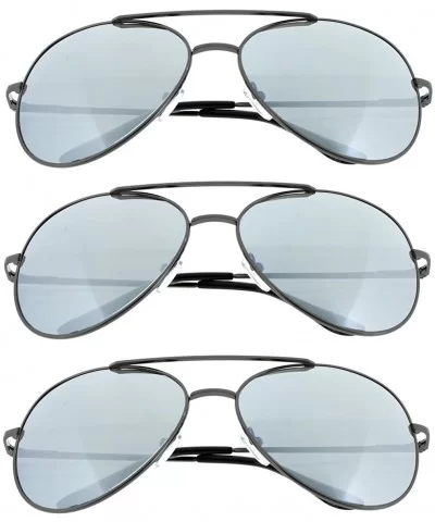 3 Pack Aviator Sunglasses Classic Metal w/Spring Hinges - 3 Pack Black - CC11DKQEQXZ $13.31 Aviator