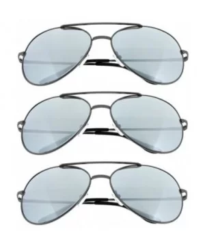 3 Pack Aviator Sunglasses Classic Metal w/Spring Hinges - 3 Pack Black - CC11DKQEQXZ $13.31 Aviator