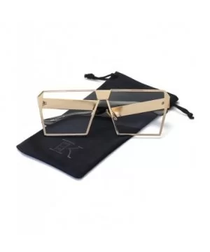 Unique Oversize Shield Vintage Square Sunglasses LK1705 - Gold/Transparent - CO17YHAN3MA $11.76 Shield