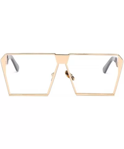 Unique Oversize Shield Vintage Square Sunglasses LK1705 - Gold/Transparent - CO17YHAN3MA $11.76 Shield