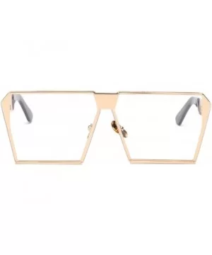 Unique Oversize Shield Vintage Square Sunglasses LK1705 - Gold/Transparent - CO17YHAN3MA $11.76 Shield