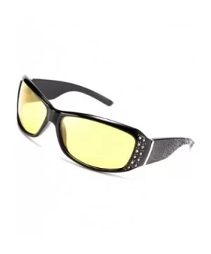 Women Yellow Sunglasses Wrap Around Anti Glare Driving Night Glasses B2547 - Black - CS192ZXYO0K $15.60 Goggle