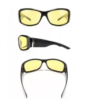 Women Yellow Sunglasses Wrap Around Anti Glare Driving Night Glasses B2547 - Black - CS192ZXYO0K $15.60 Goggle