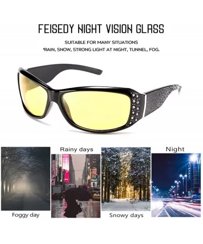 Women Yellow Sunglasses Wrap Around Anti Glare Driving Night Glasses B2547 - Black - CS192ZXYO0K $15.60 Goggle