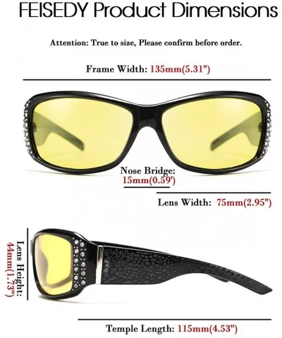 Women Yellow Sunglasses Wrap Around Anti Glare Driving Night Glasses B2547 - Black - CS192ZXYO0K $15.60 Goggle