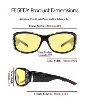 Women Yellow Sunglasses Wrap Around Anti Glare Driving Night Glasses B2547 - Black - CS192ZXYO0K $15.60 Goggle