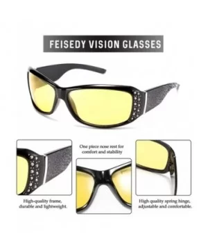 Women Yellow Sunglasses Wrap Around Anti Glare Driving Night Glasses B2547 - Black - CS192ZXYO0K $15.60 Goggle