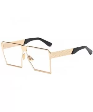 Unique Oversize Shield Vintage Square Sunglasses LK1705 - Gold/Transparent - CO17YHAN3MA $11.76 Shield